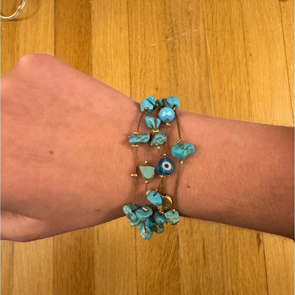 Turquoise Rock Evil Eye Bracelet